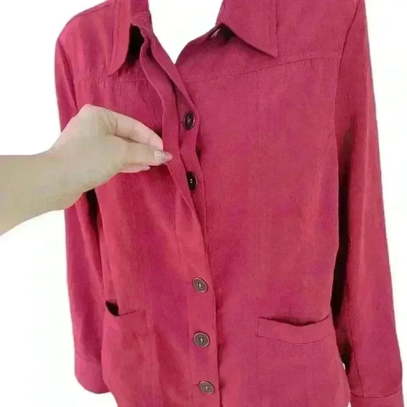 Chico's Brand Faux-Suede Shacket/Burgundy/ Size S - Picture 4 of 8